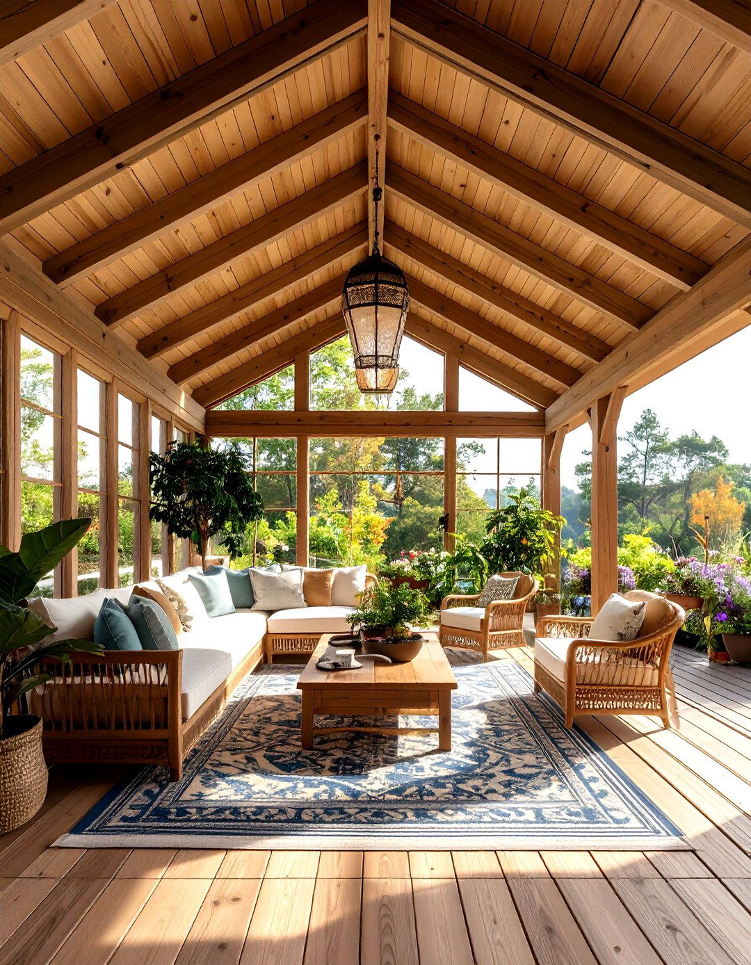 Decorative Beam Accents - 20 Sunroom Ceiling Ideas