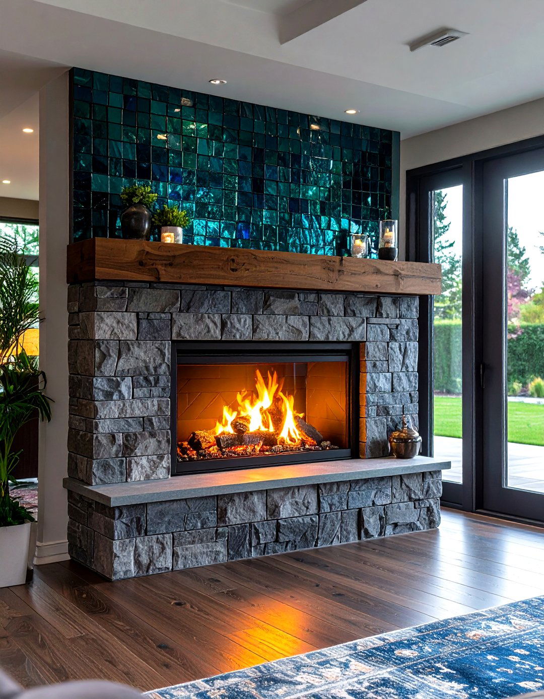 Decorative Border Framed Fireplace Backsplash Detail - 20 Fireplace Backsplash Ideas