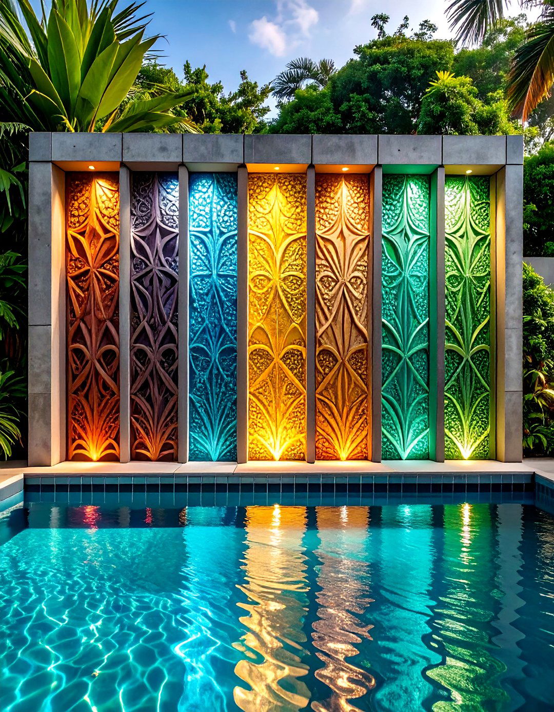 Decorative Concrete Block Walls - 20 Pool Privacy Ideas