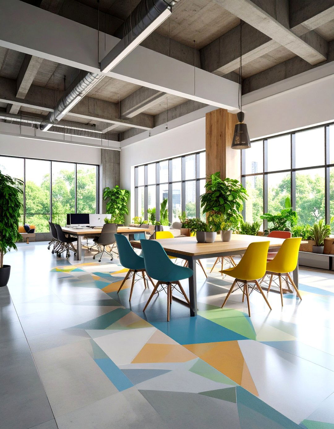 Decorative Concrete Floor Patterns with Geometric Designs - 20 Concrete Floor Ideas
