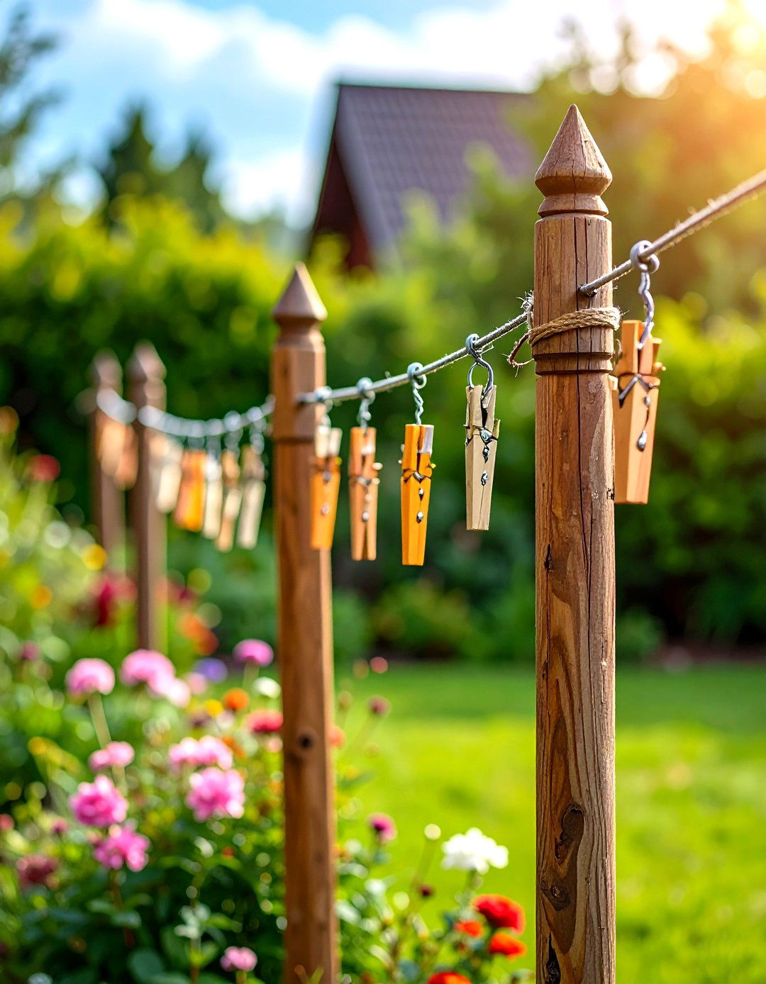 Decorative Garden Post Outdoor Clothesline - 20 Outdoor Clothesline Ideas