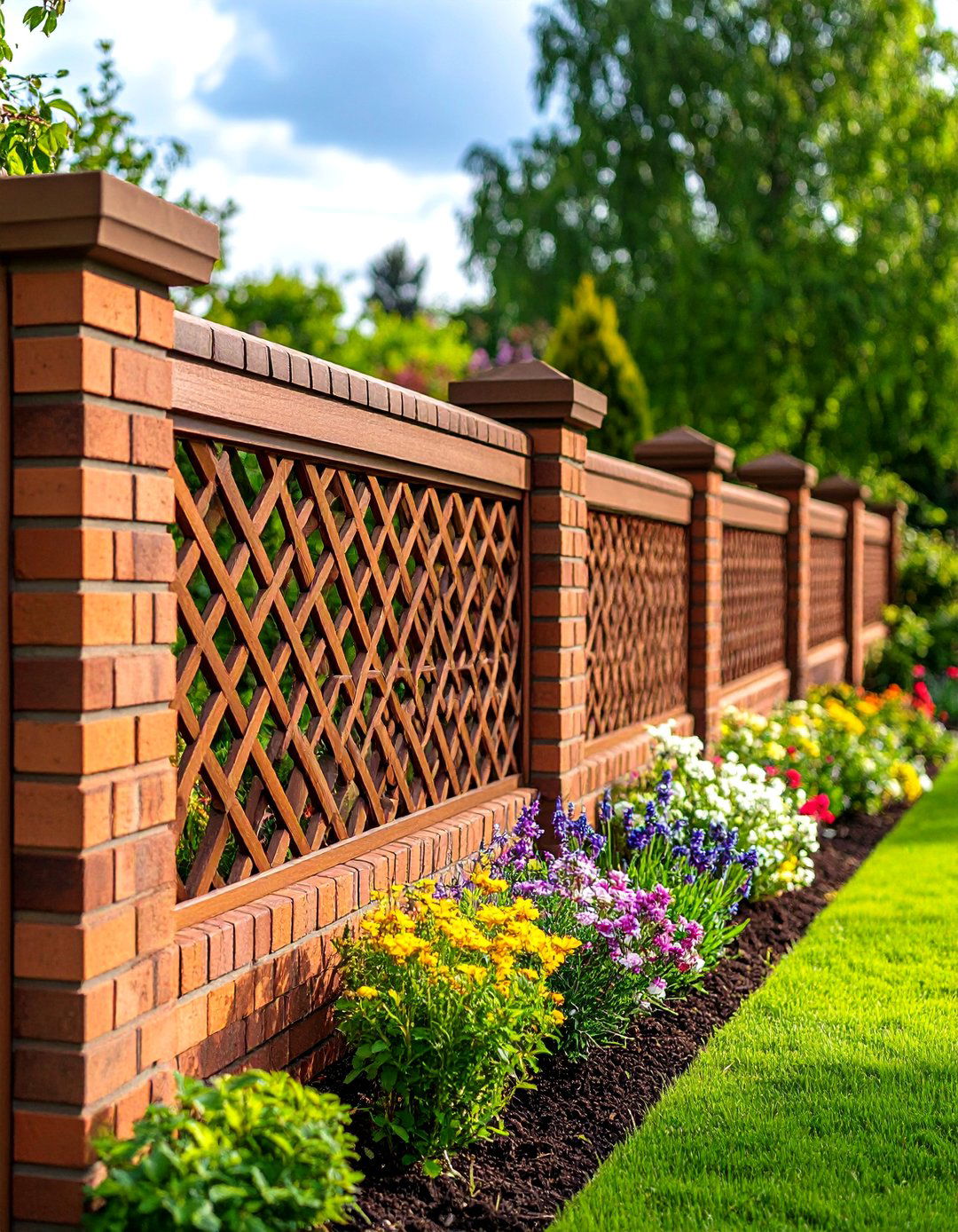 Decorative Pierced Brick Fence with Pattern Details - 20 Brick Fence Ideas