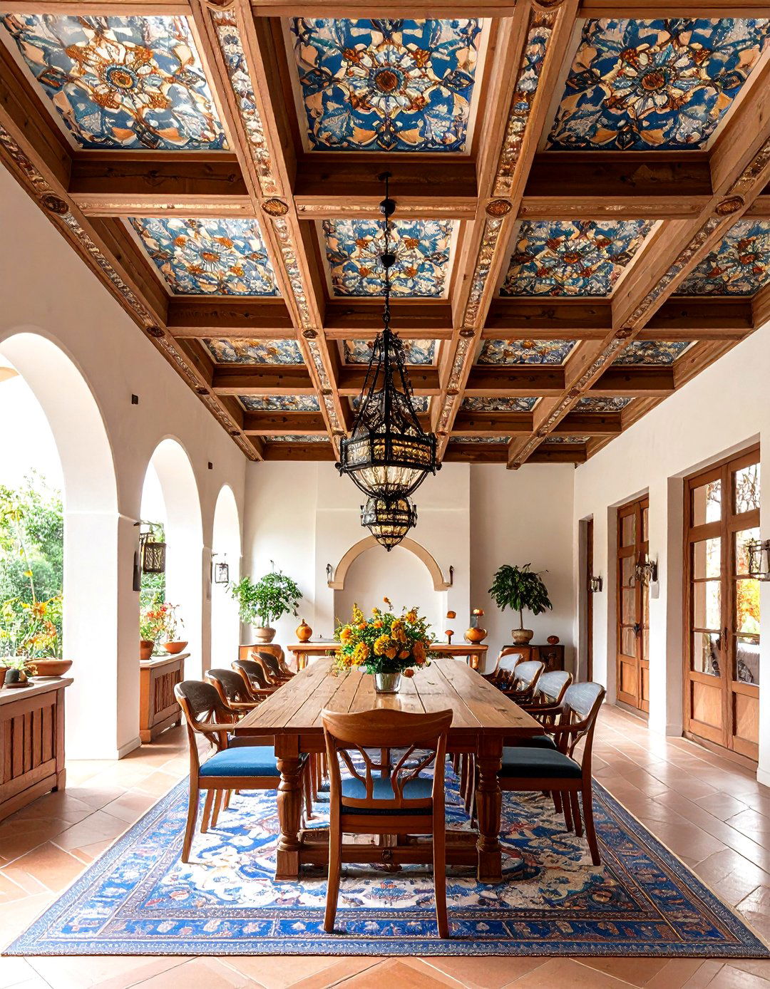 Decorative Spanish Ceiling Tiles and Beams - 20 spanish style dining room ideas