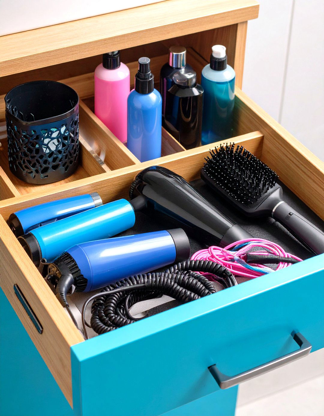 Dedicate Deeper Bathroom Drawer to Hair Tools - 20 Bathroom Drawer Organization Ideas