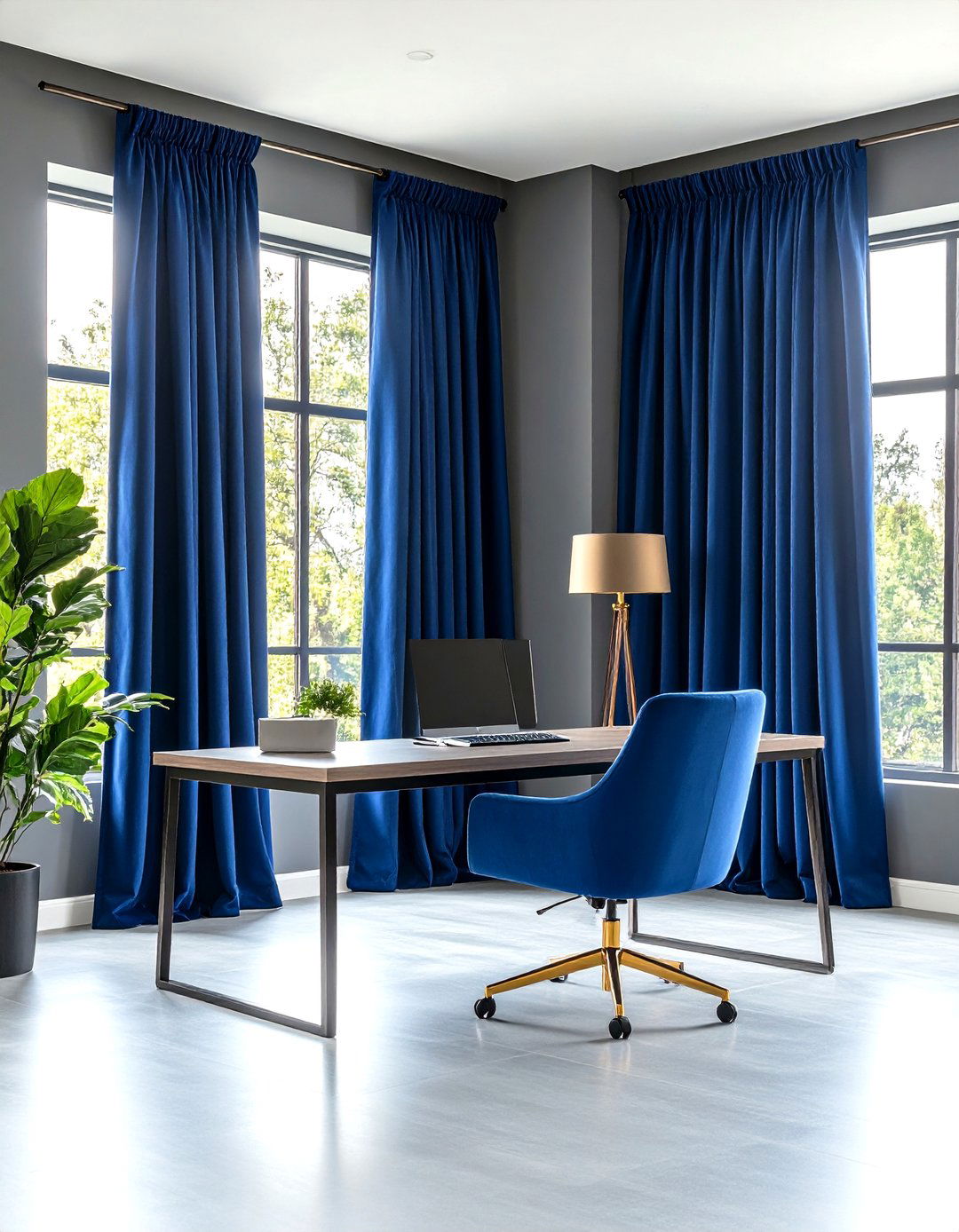 Deep Blue Curtains for Gray Walls - 20 What Color Curtains Go With Gray Walls