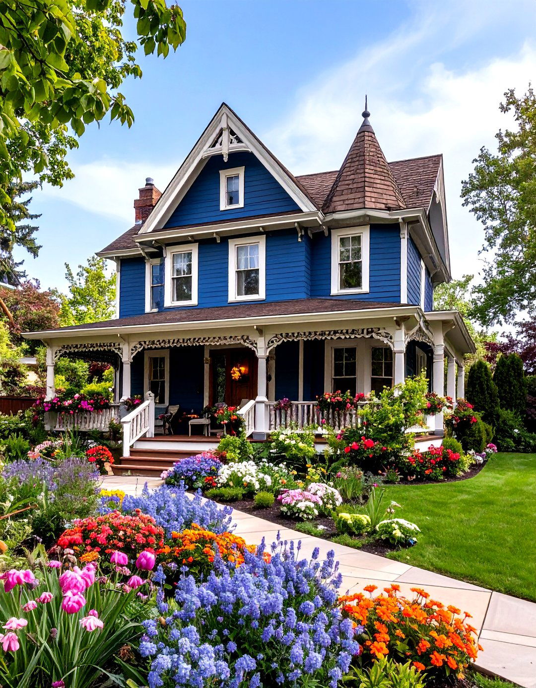 Deep Blue Exterior Home with Brown Roof Victorian Architecture - 20 blue exterior home with a brown roof ideas