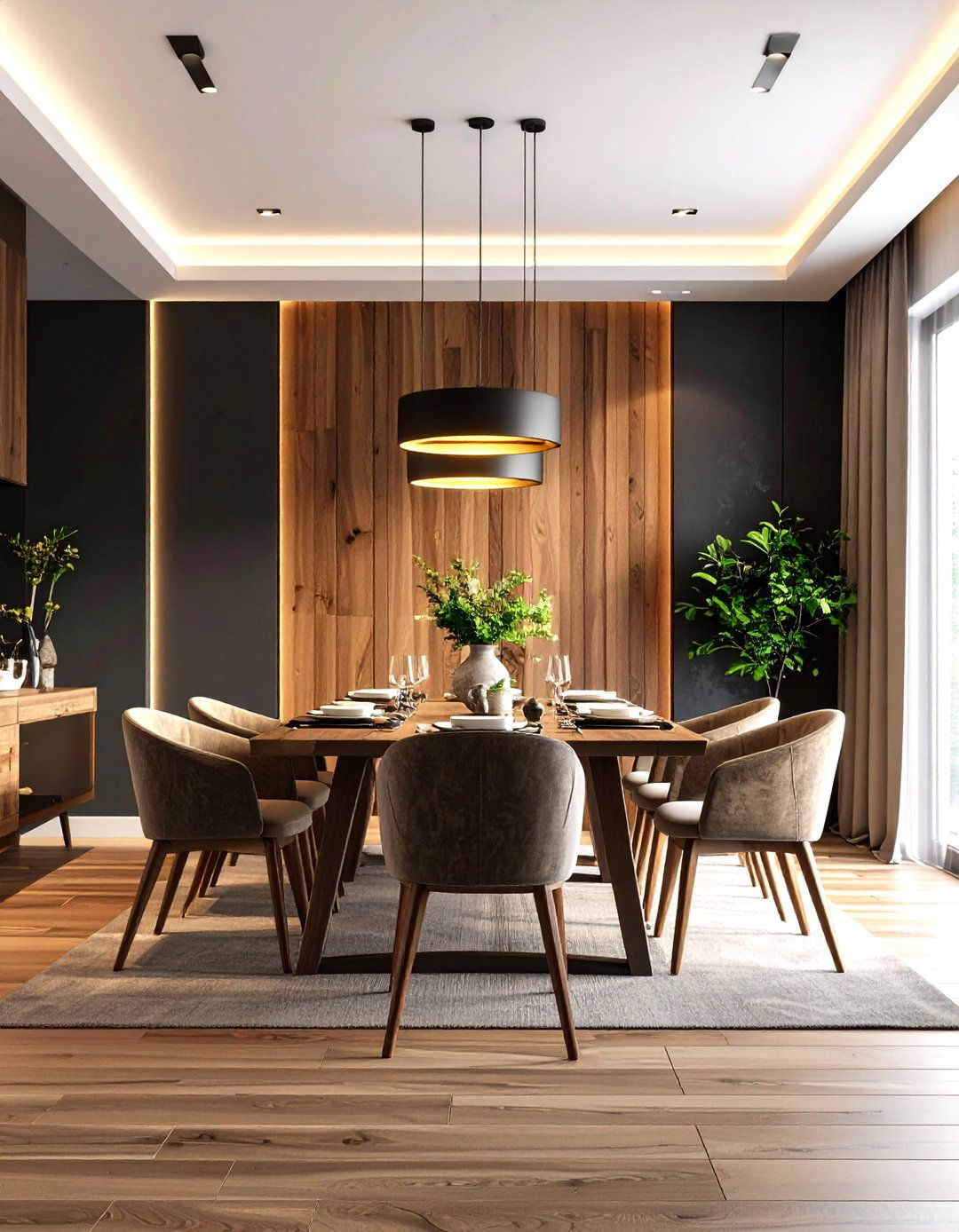 Deep Dramatic Hue Accent Wall - 20 Dining Room Accent Wall Ideas