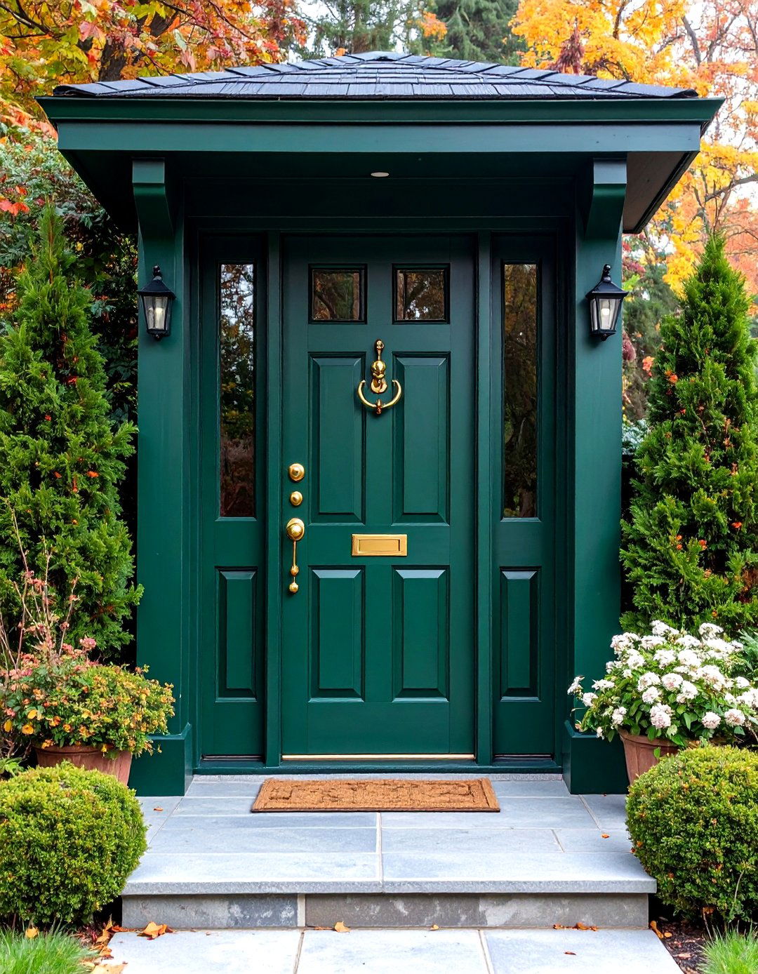 Deep Forest Green Cedar Front Door - 20 Cedar Front Door Colors Ideas