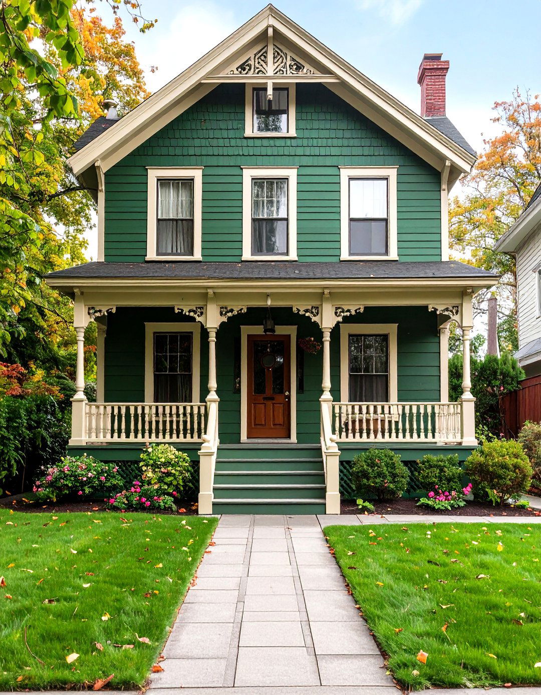 Deep Forest Green Exterior for a Victorian Revival - 20 Dark Green Exterior Ideas