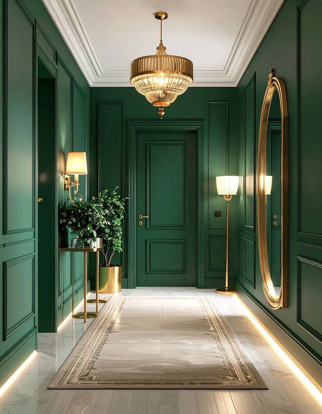 Deep Forest Green Hallway Cocoon - 20 Green Hallway Ideas