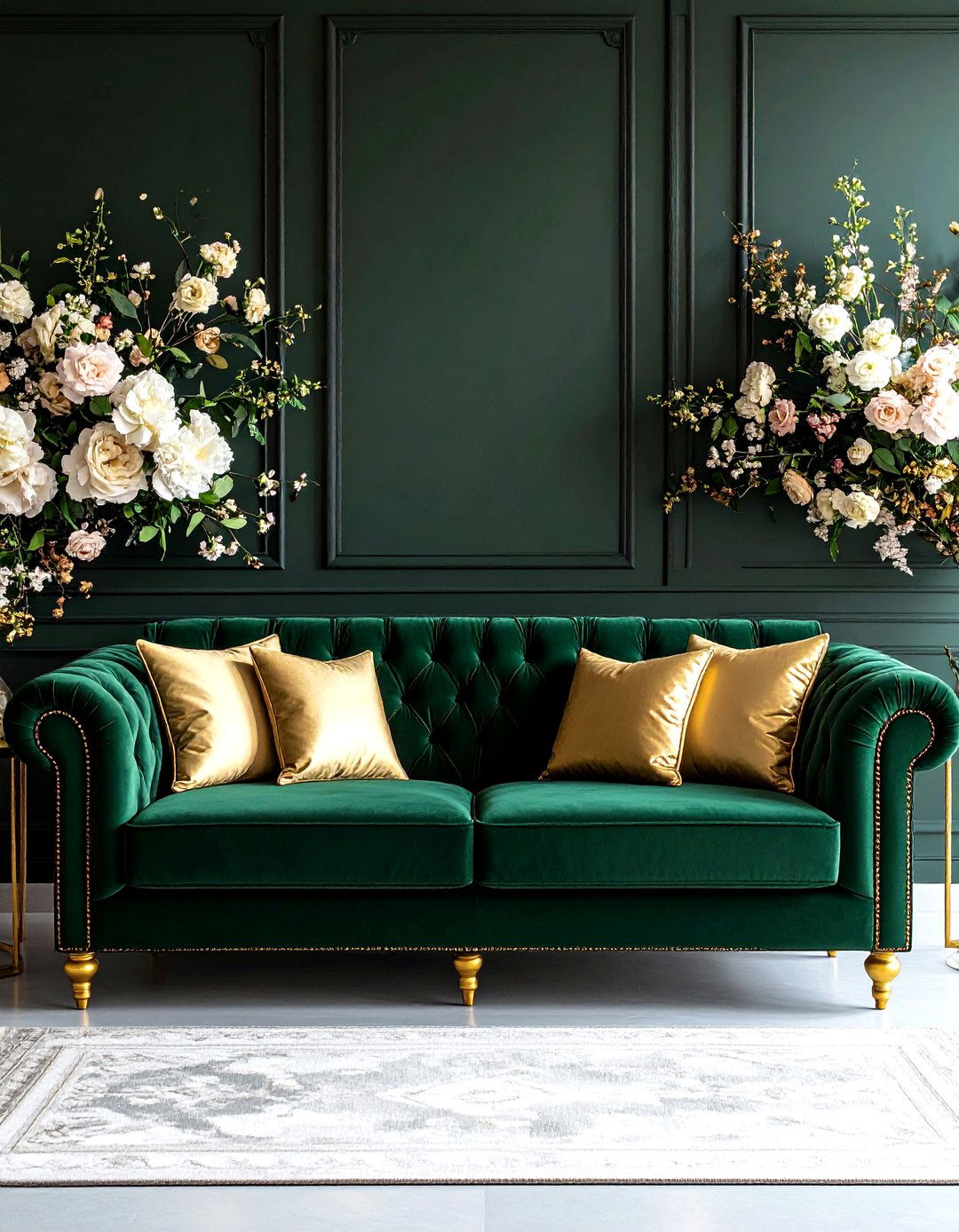 Deep Green SofaColor of the Year - 20 Glam Living Room Ideas