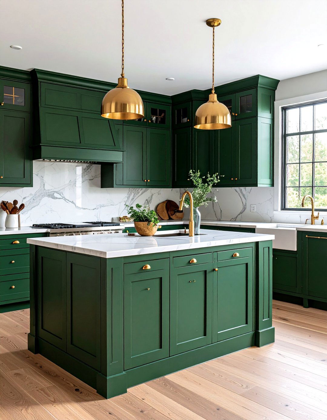 Deep Hunter Green Kitchen Island - 20 Kitchen Island Color Ideas