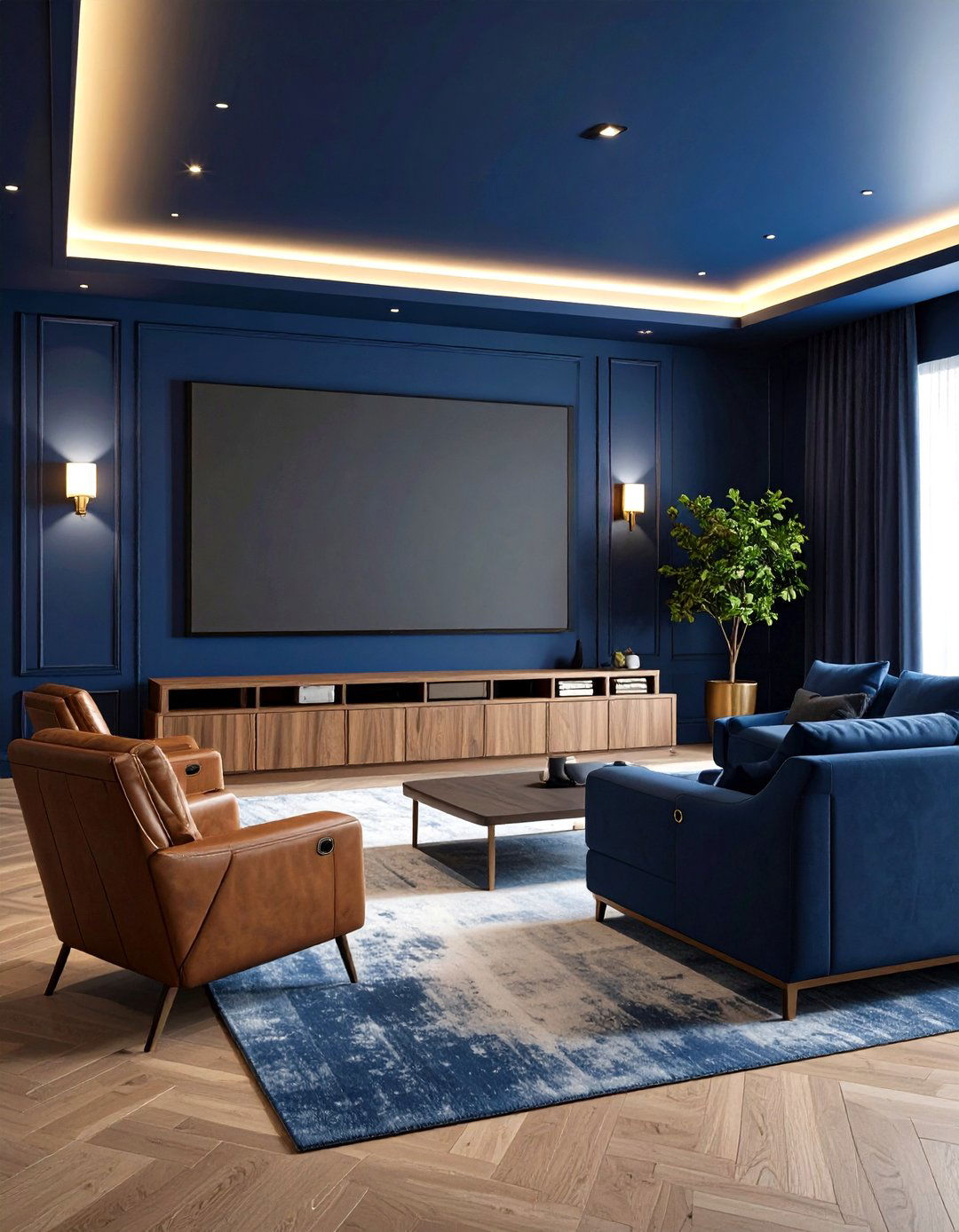 Deep Navy Blue Home Theater Paint Colors - 20 Home Theater Paint Colors