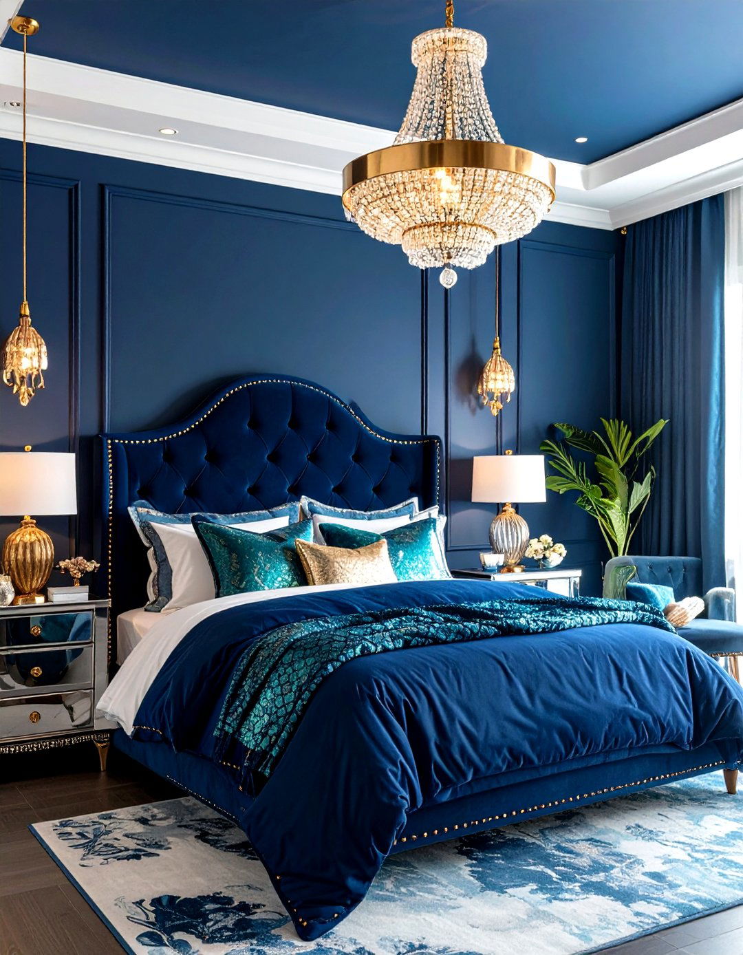 Deep Ocean Mermaid Bedroom with Navy and Teal Accents - 20 Mermaid Bedroom Ideas