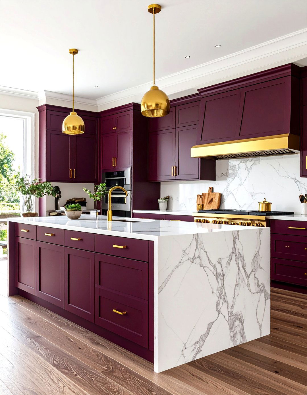 Deep Plum and Gold Kitchen Color Richness - 20 Kitchen Color Ideas