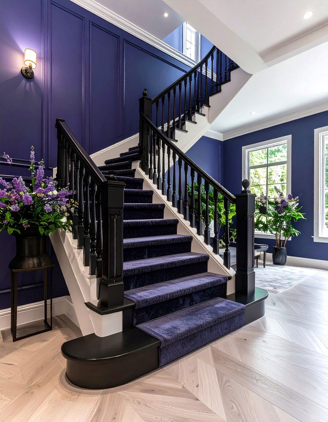 Deep Purple Painted Stair Drama - 20 Painted Stair Ideas
