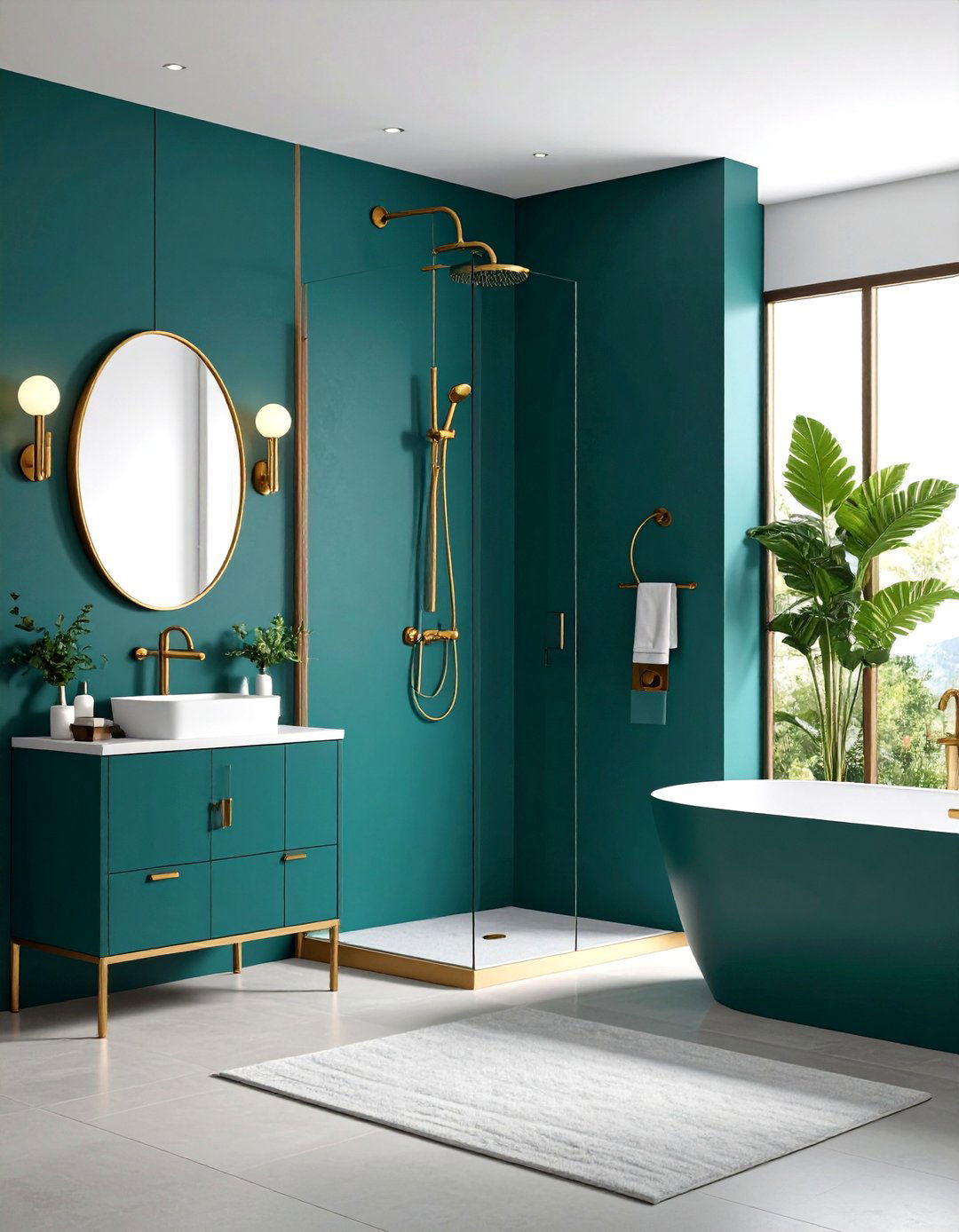 Deep Teal Green Adds Dramatic Depth - 20 Green Bathroom Ideas