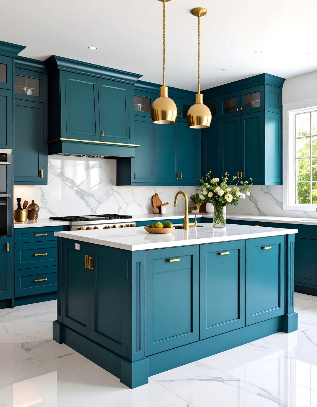 Deep Teal Kitchen Island - 20 Kitchen Island Color Ideas