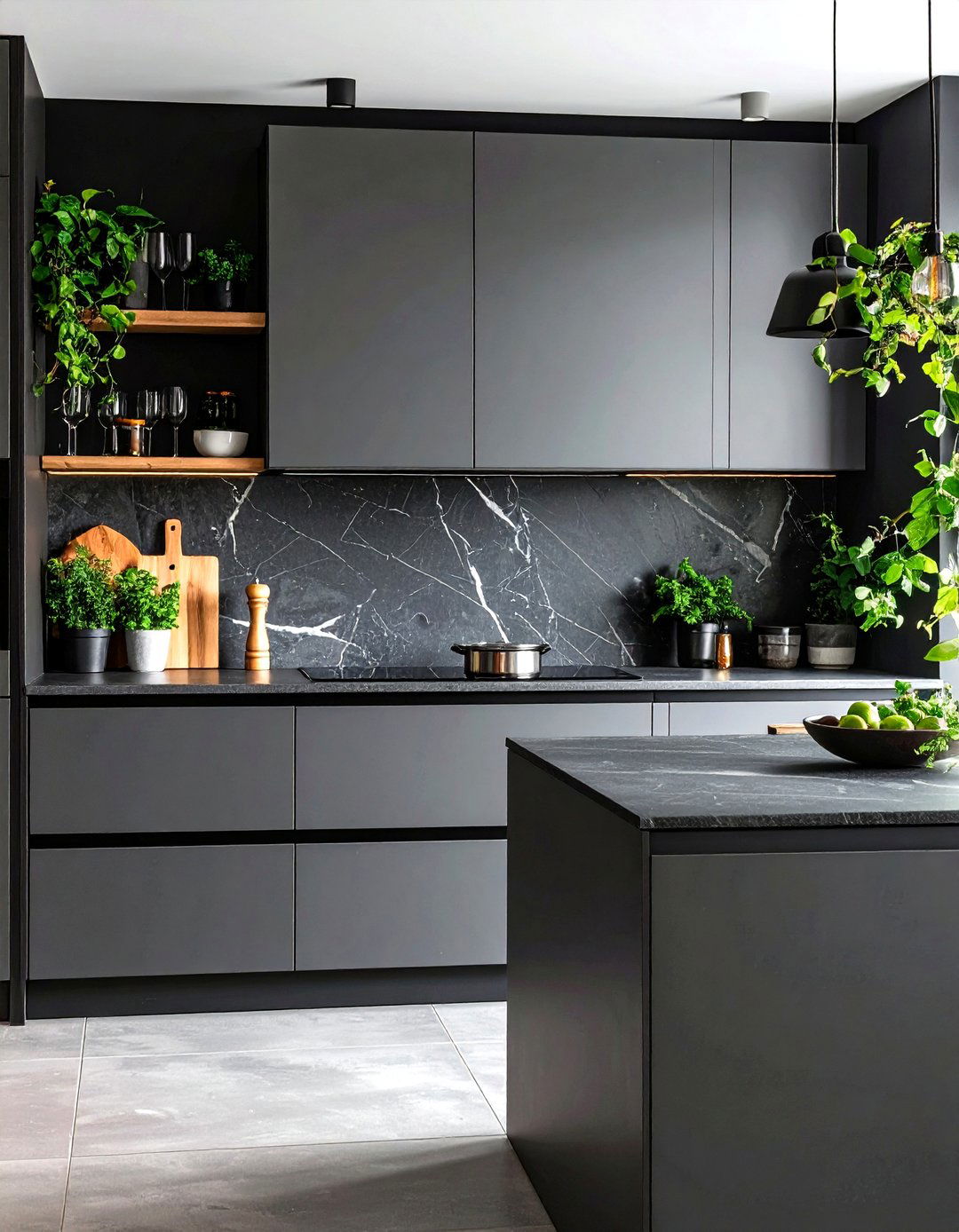 Deepen Dimension With a Graphite Backsplash - 20 Gray and Black Kitchen Ideas
