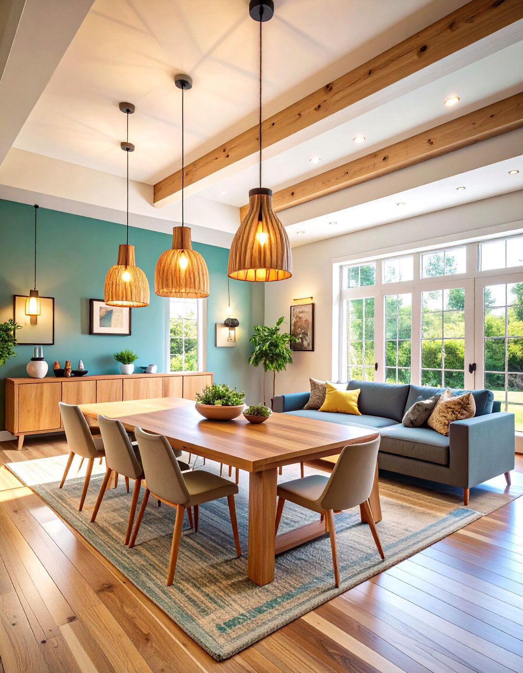 Defining Great Room Zones with Area Rugs - 20 Great Room Ideas