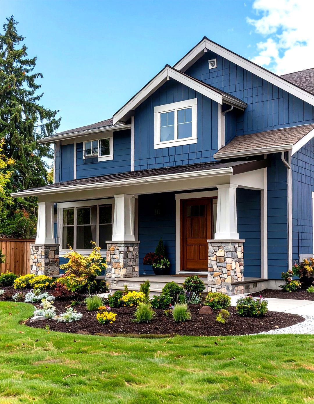 Denim Blue Exterior Home with Brown Roof Ranch Contemporary - 20 blue exterior home with a brown roof ideas