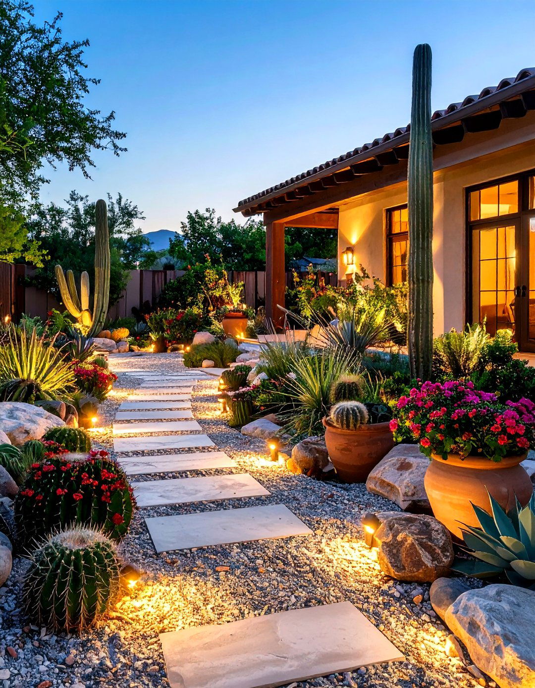 Desert Inspired Xeriscape for a Boho House Exterior - 20 Boho House Exterior Ideas