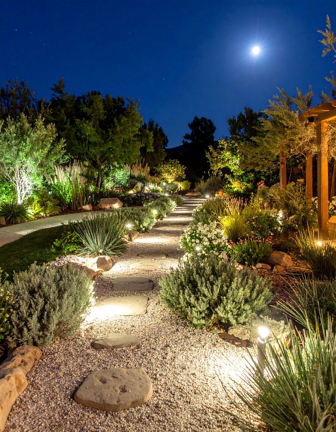 Desert Landscape Moonlight Garden with Pale Foliage - 20 Desert Landscape Ideas