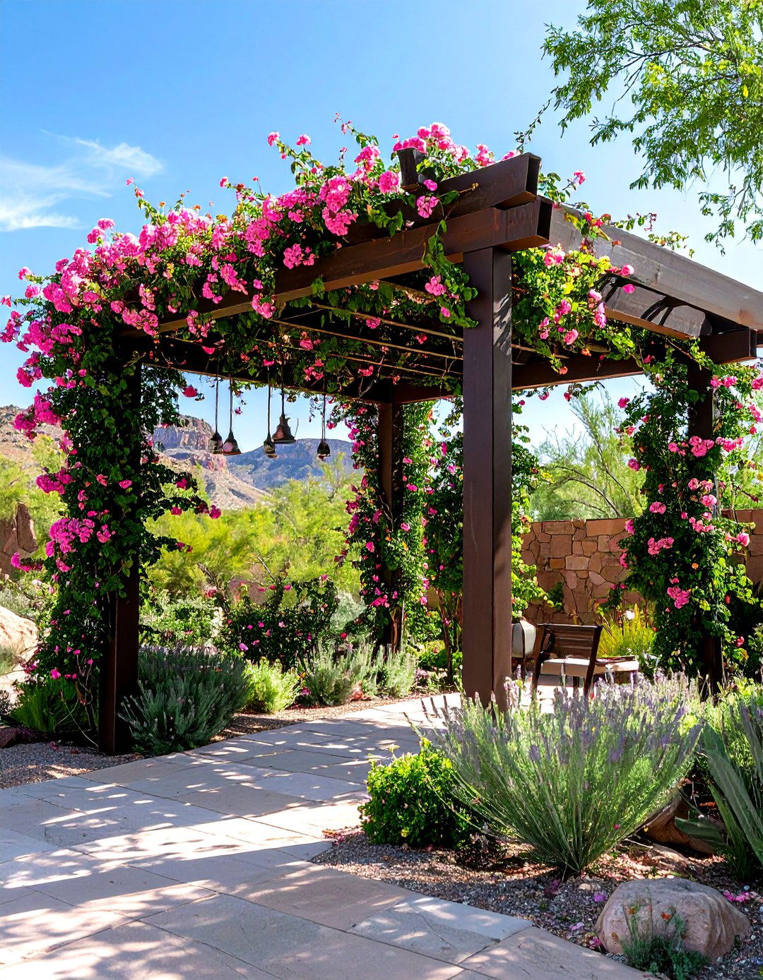 Desert Landscape Vertical Shade Structure with Vines - 20 Desert Landscape Ideas