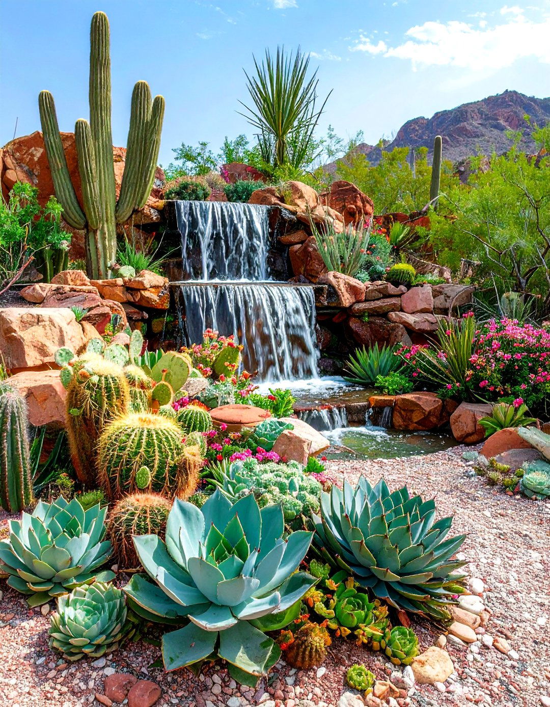 Desert Oasis Pondless Waterfall - 20 Pondless Waterfall Ideas