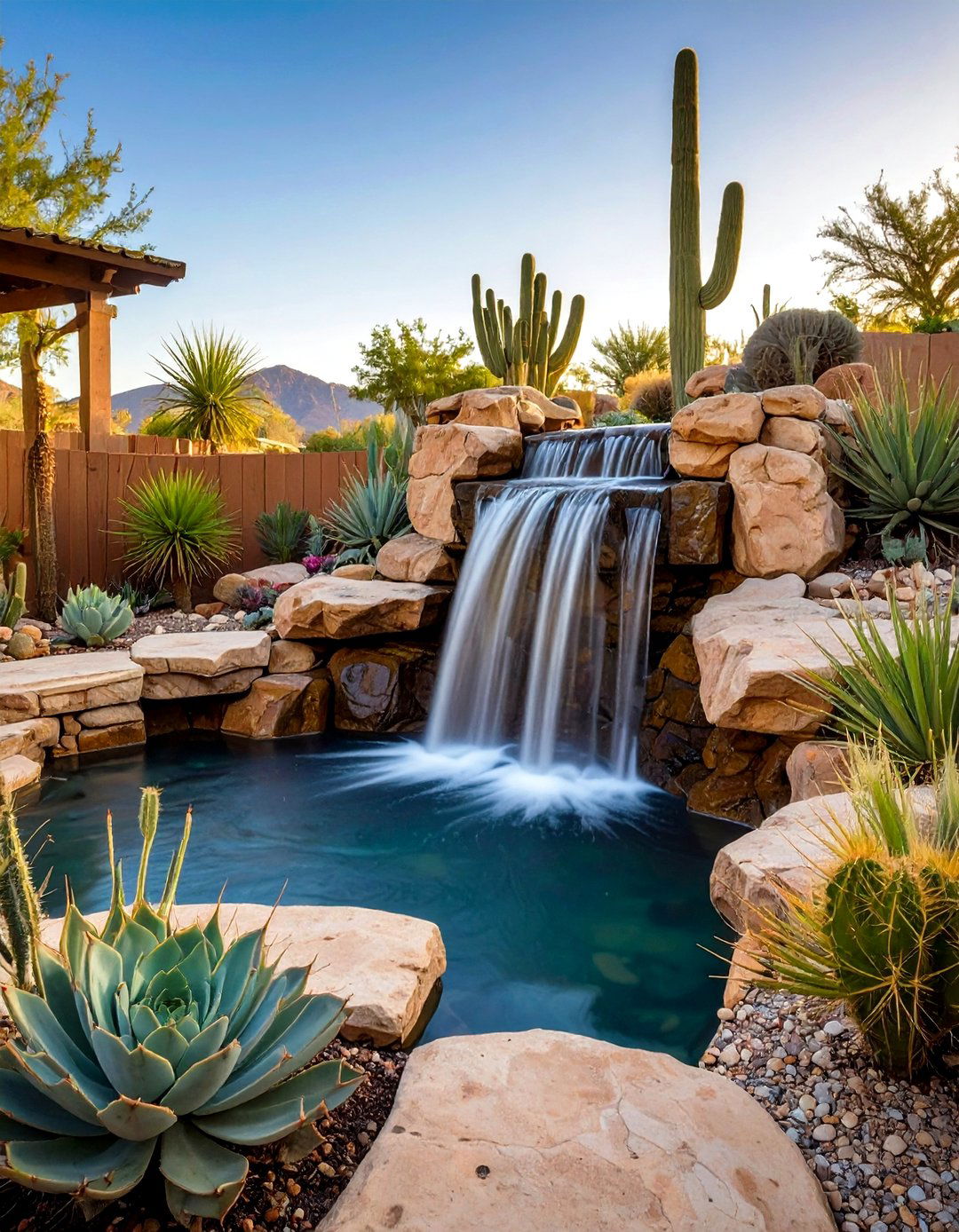 Desert Oasis Pondless Waterfall - 20 Pondless Waterfall Design Ideas