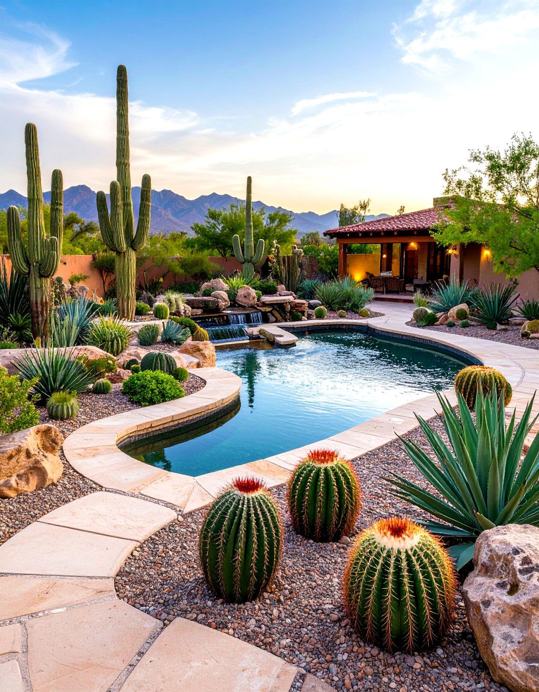 Desert Pond Landscaping with Xerophytic Plant Design - 20 Pond Landscaping Ideas