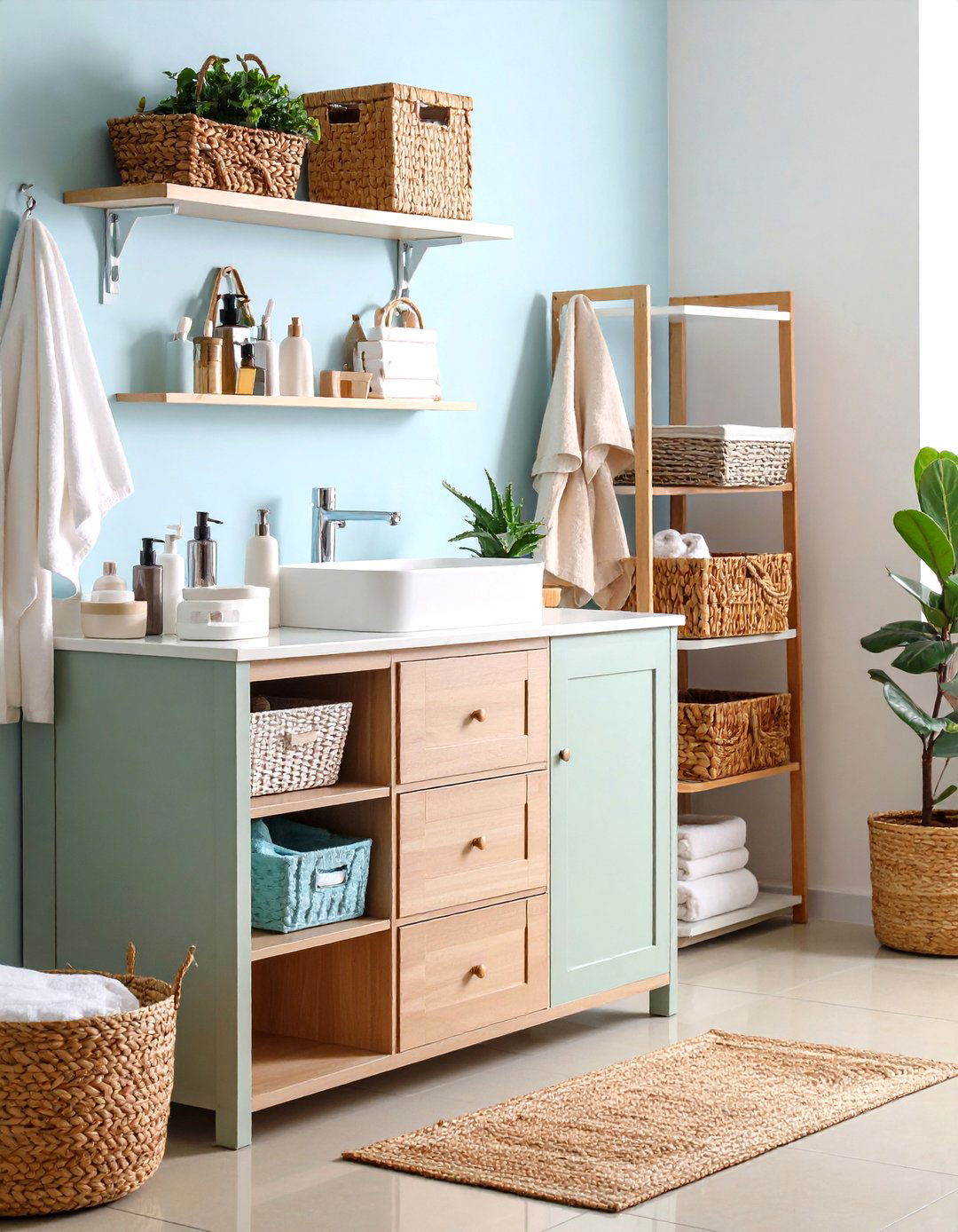 Design Efficient Apartment Bathroom Storage with Under Sink Organization - 20 Apartment Bathroom Ideas