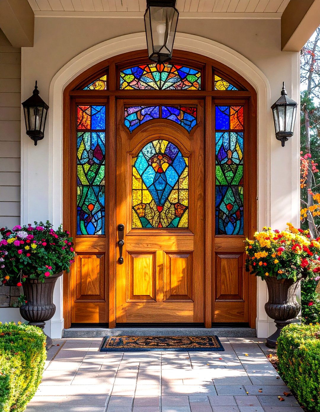 Detailed Glasswork - 20 Stained Front Door Ideas