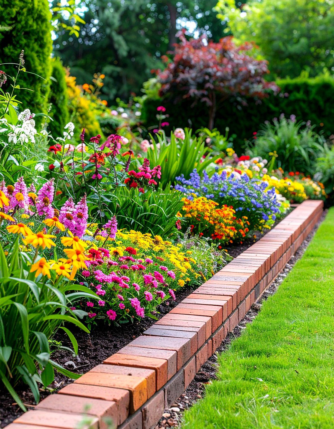 Diagonal Brick Edging - 20 Brick Edging Ideas