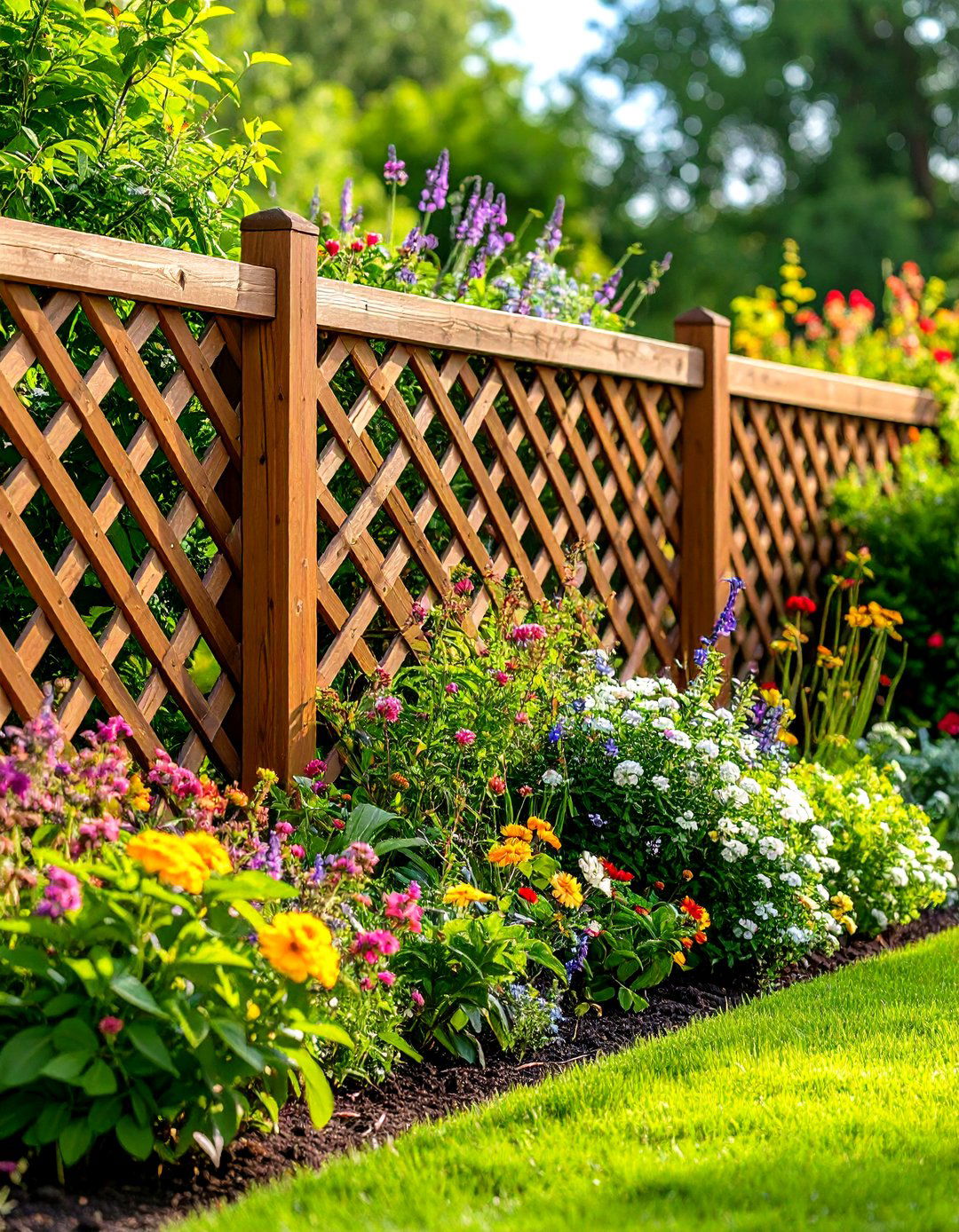 Diagonal Lattice Corner Fence Pattern - 20 Corner Fence Ideas