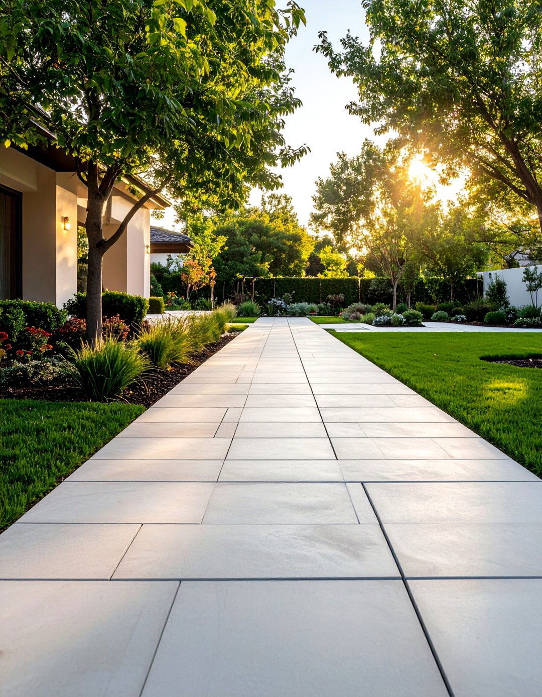 Diagonal Layout Concrete Paver Walkway - 20 Concrete Paver Walkway Ideas