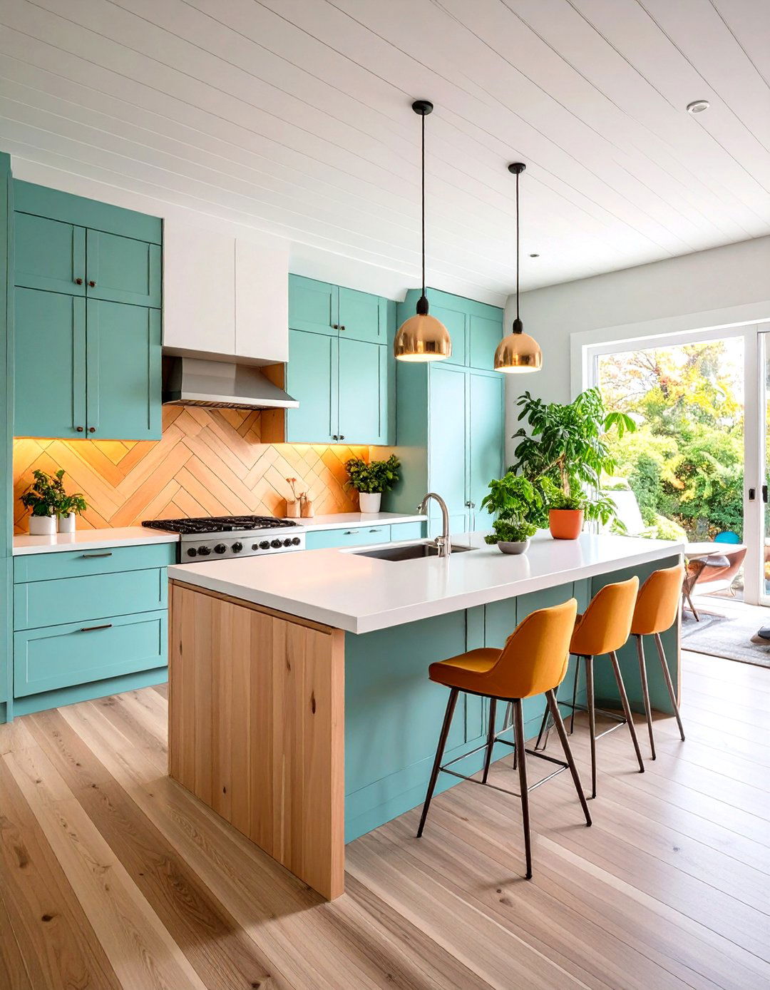 Diagonal Shiplap Accent - 20 Shiplap Backsplash Ideas for Your Kitchen