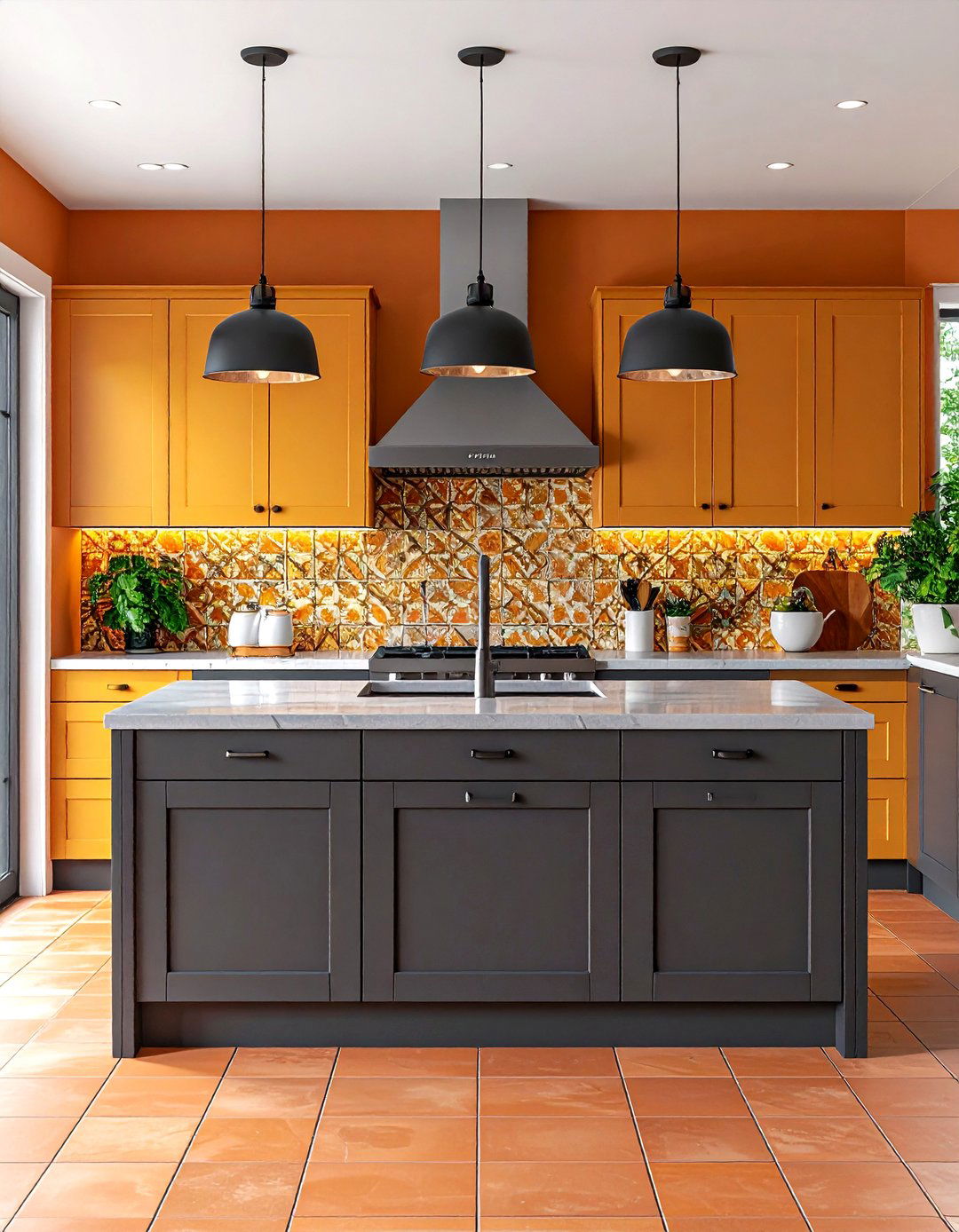 Diagonal Tile Installation for Dynamic Space - 20 Terracotta Kitchen Floor Ideas