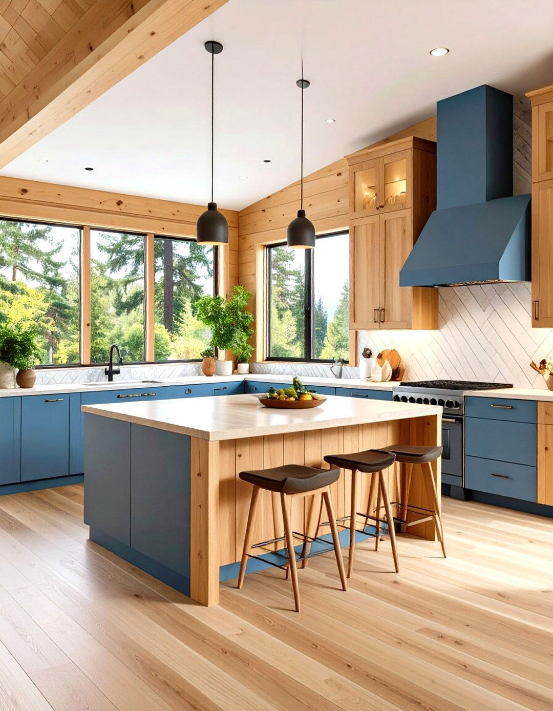 Diagonal Wood Paneling Log Cabin Kitchen - 20 Log Cabin Kitchen Design Ideas