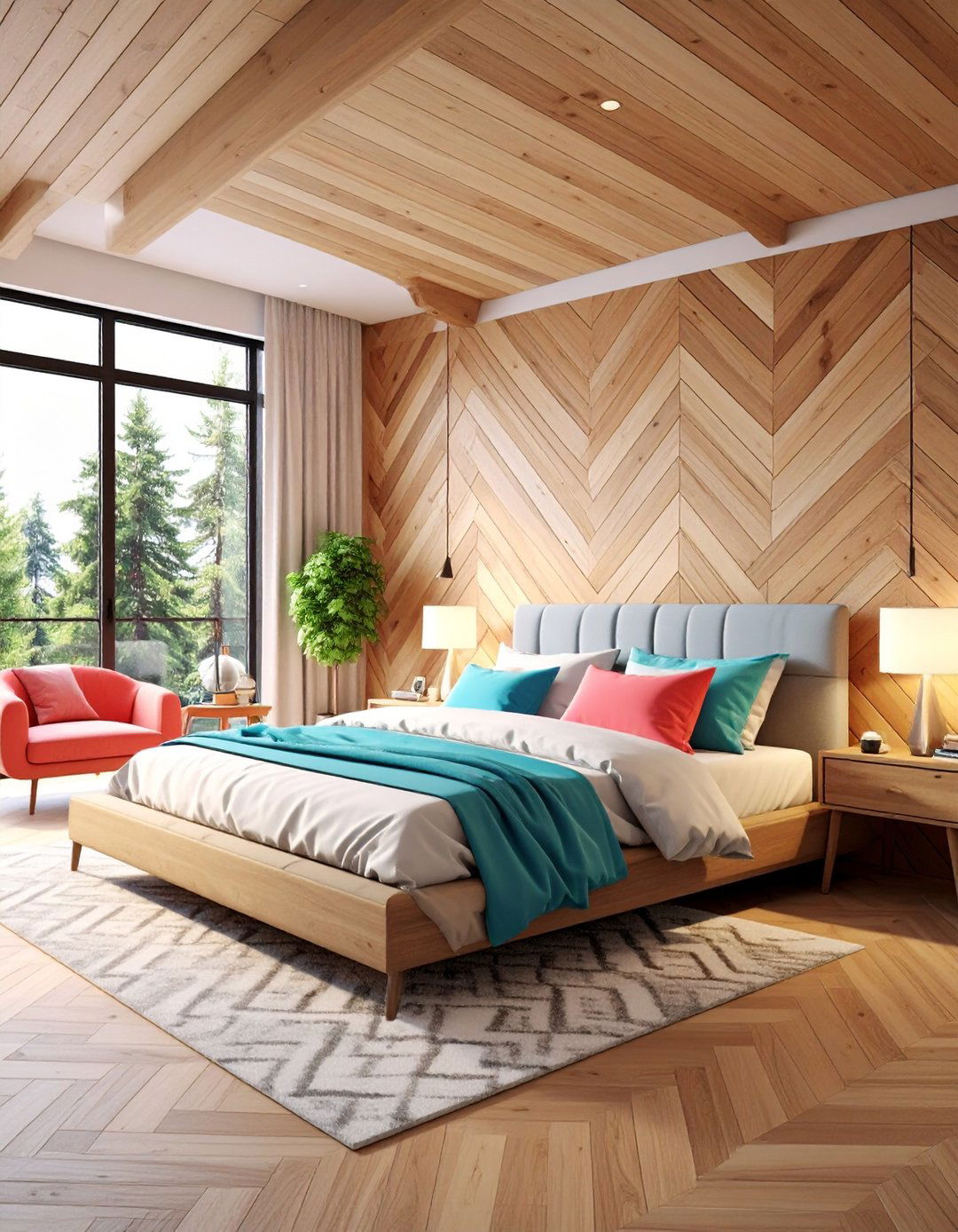 Diagonal and Chevron Shiplap Patterns - 20 Shiplap Bedroom Ideas