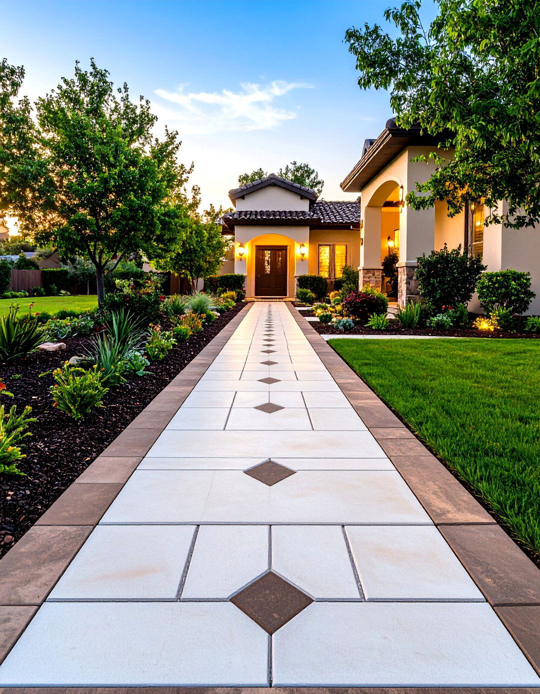 Diamond Cut Concrete Walkway Pattern - 20 Concrete Walkway Ideas