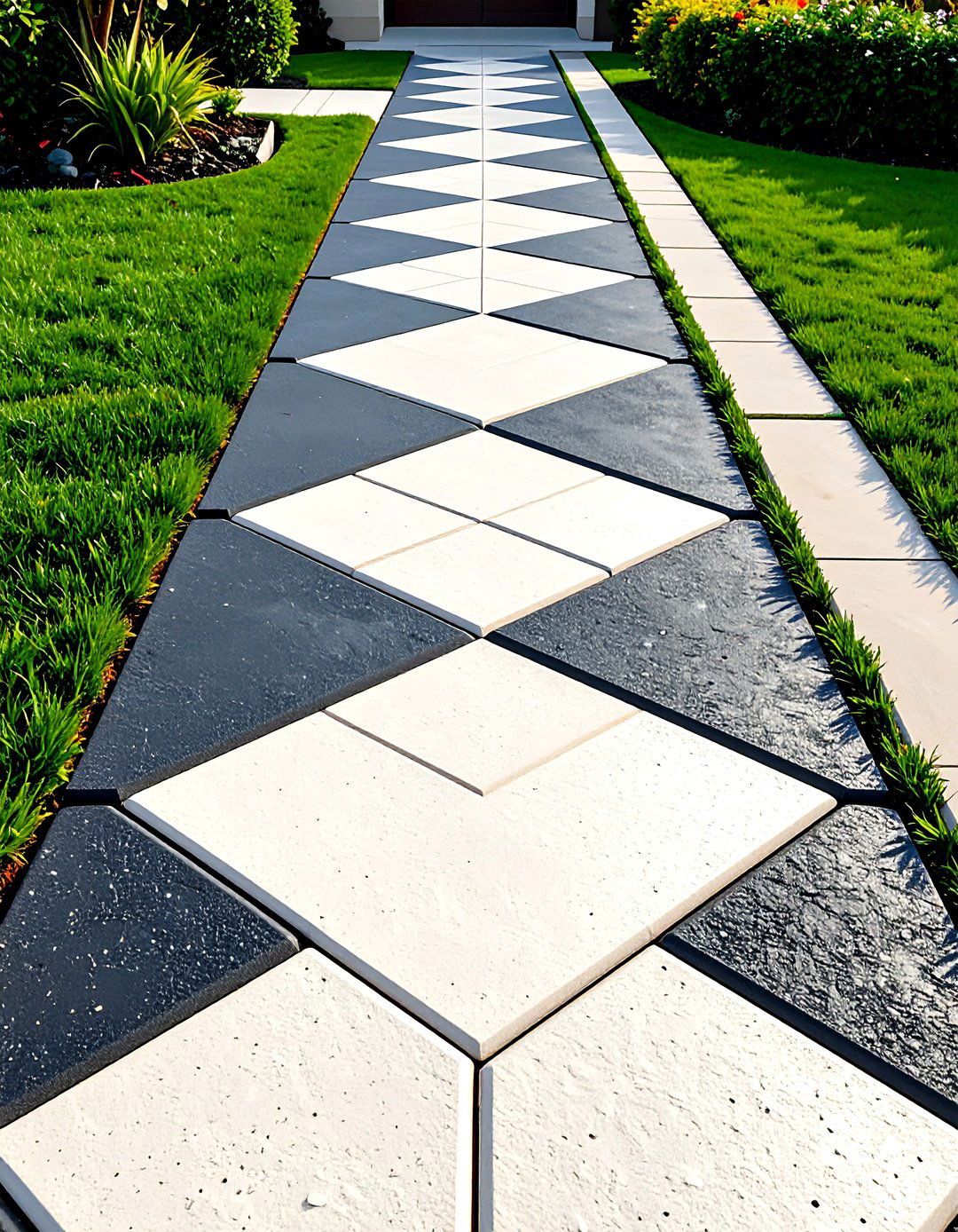 Diamond Pattern Concrete Walkway Painting - 20 Concrete Walkway Painting Ideas