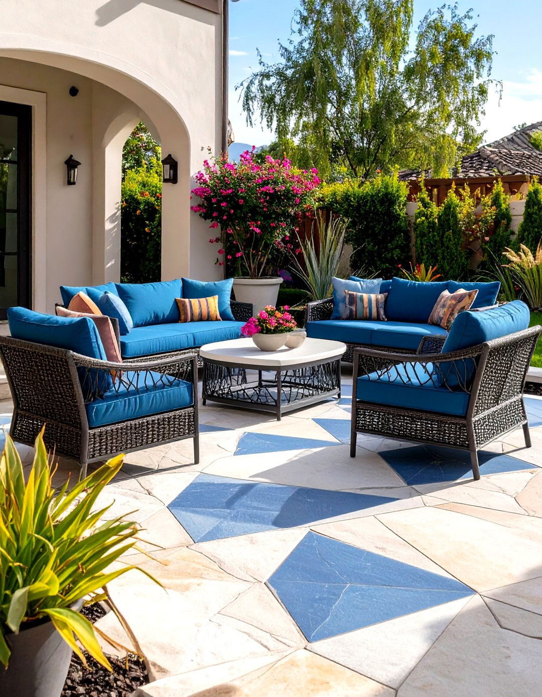 Diamond Pattern Paver Patio with Dynamic Visual Impact - 20 Paver Patio Ideas