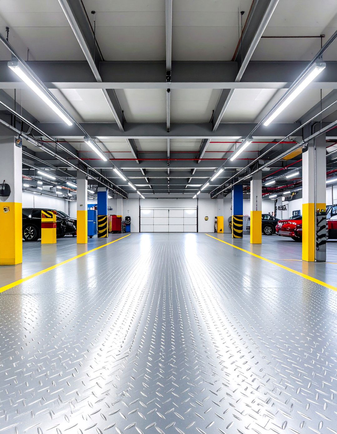 Diamond Plate Metal Panels for Industrial Flair - 20 Garage Flooring Ideas