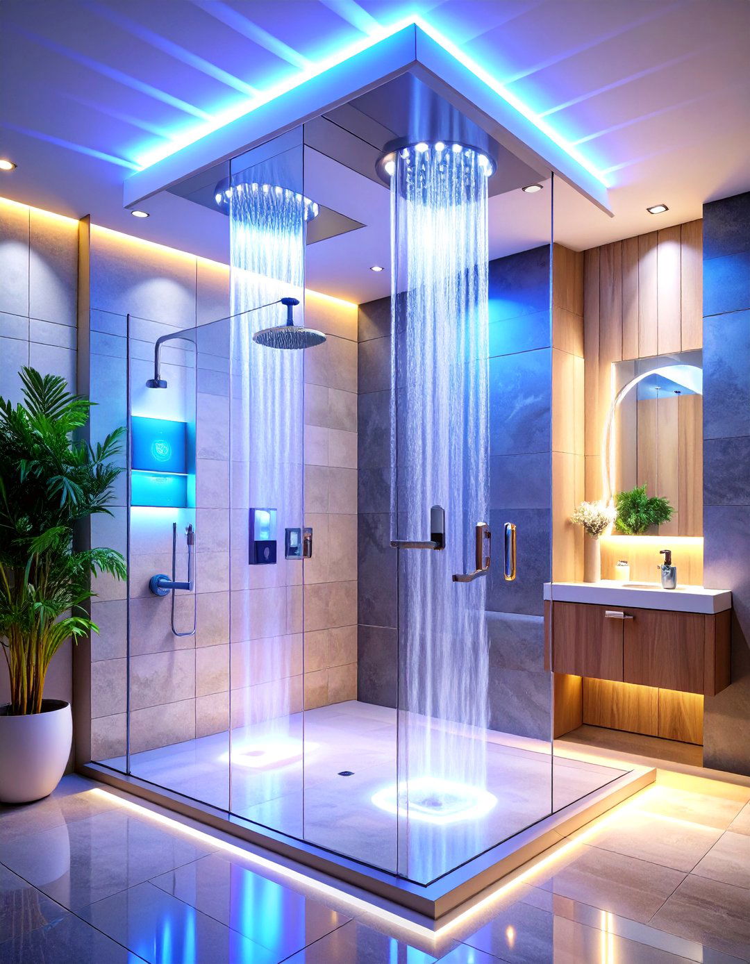 Digital Smart Controlled Double Shower - 20 Double Shower Ideas