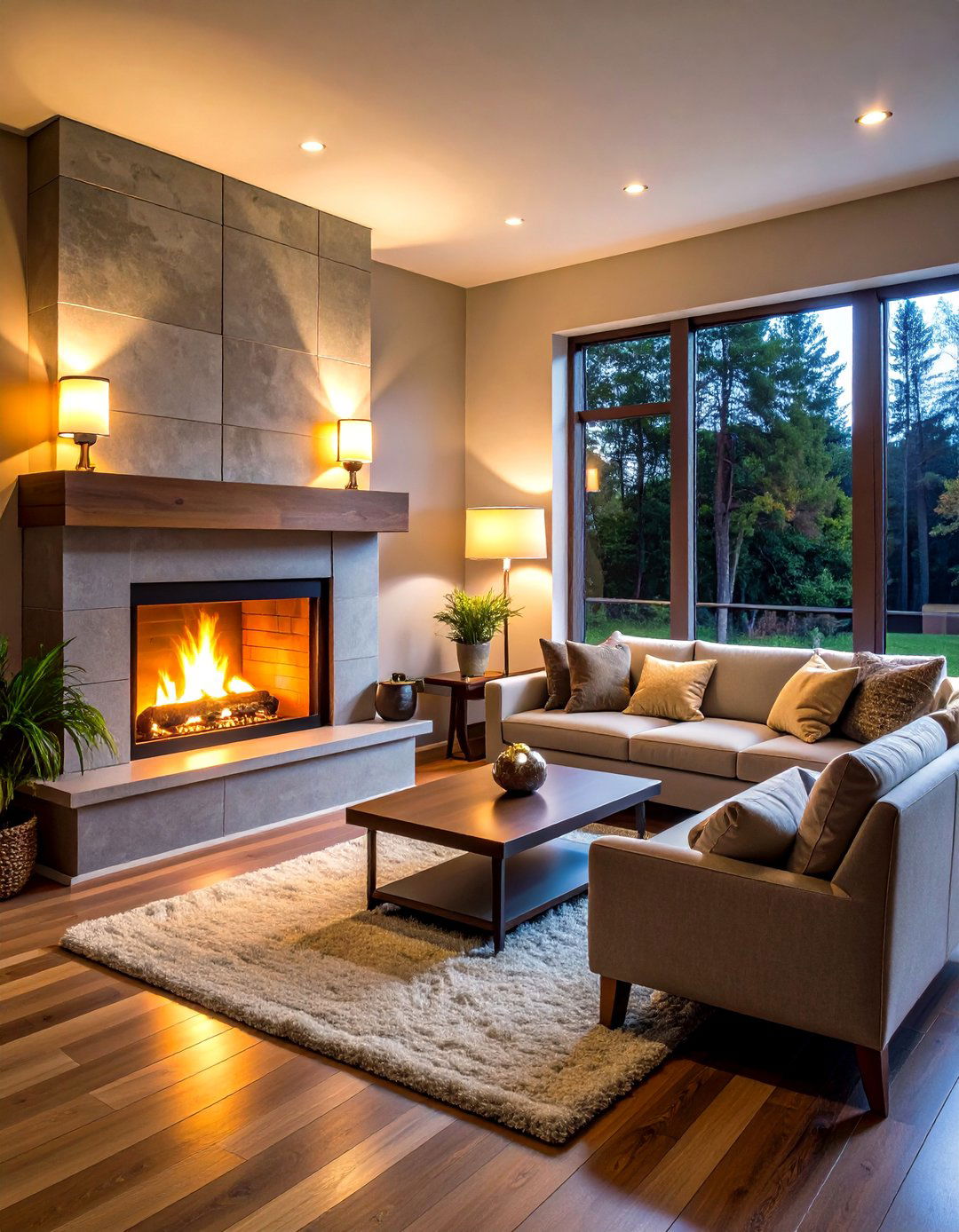 Dimmable Smart Bulbs Around the Fireplace for Mood Control - 20 Fireplace Lighting Ideas