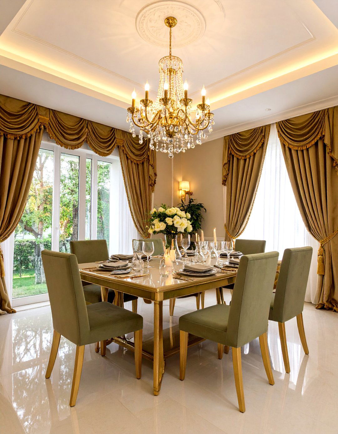 Dining Room Curtains with Statement Pelmets - 20 Dining Room Curtain Ideas