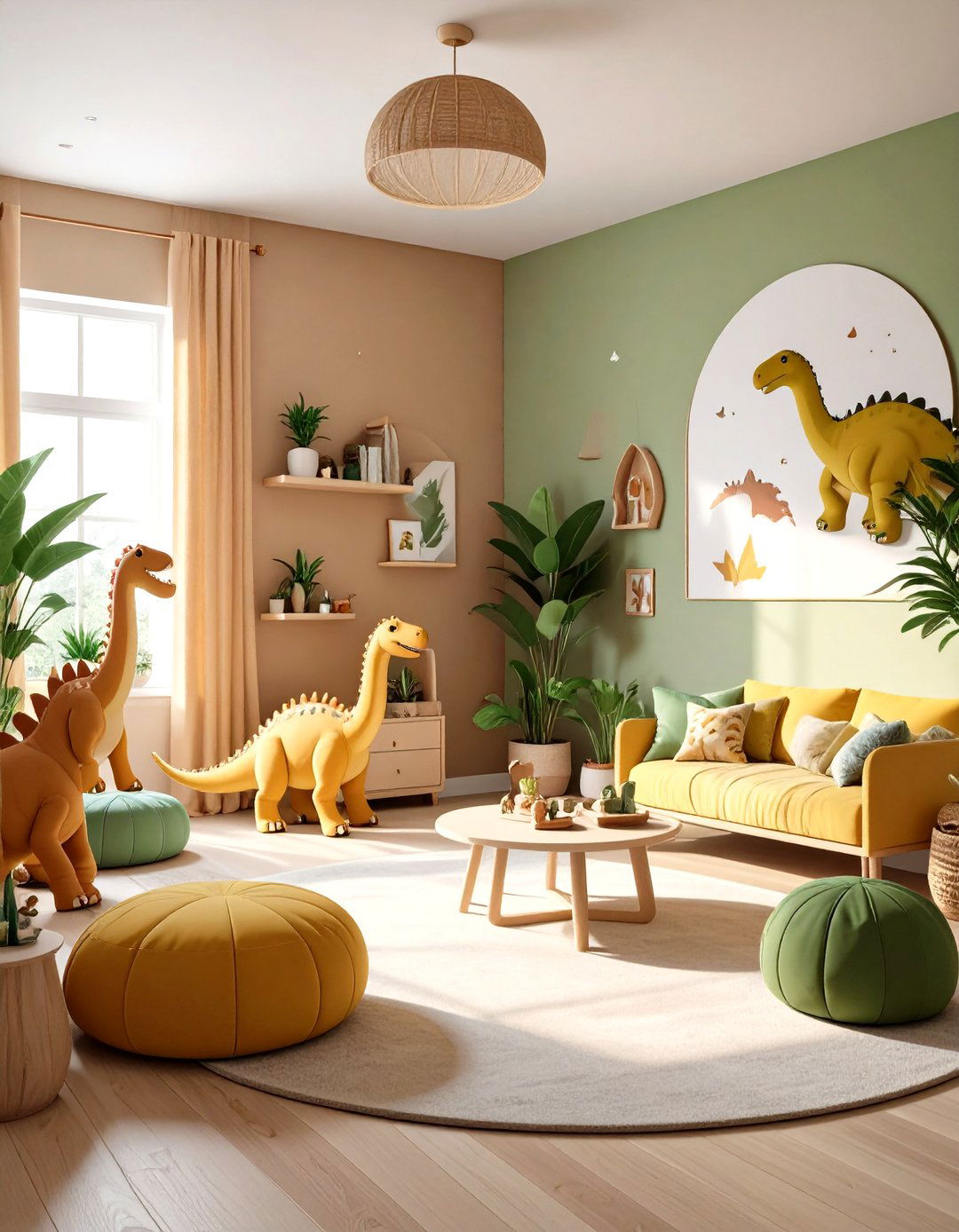 Dinosaur Themed Kids Room Color Scheme Coordination - 20 Dinosaur-themed Kids' Room Ideas