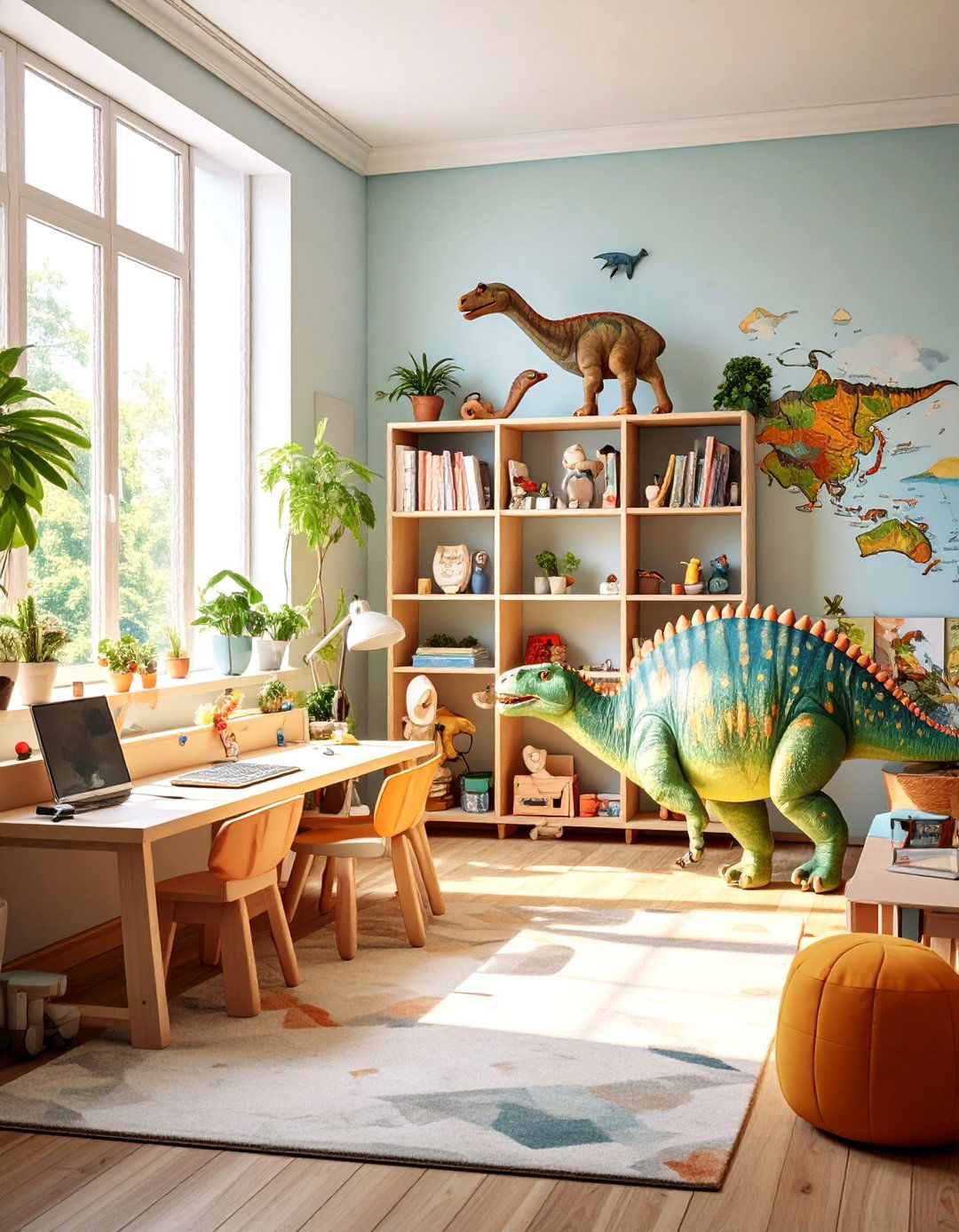 Dinosaur Themed Kids Room Educational Corner Setup - 20 Dinosaur-themed Kids' Room Ideas
