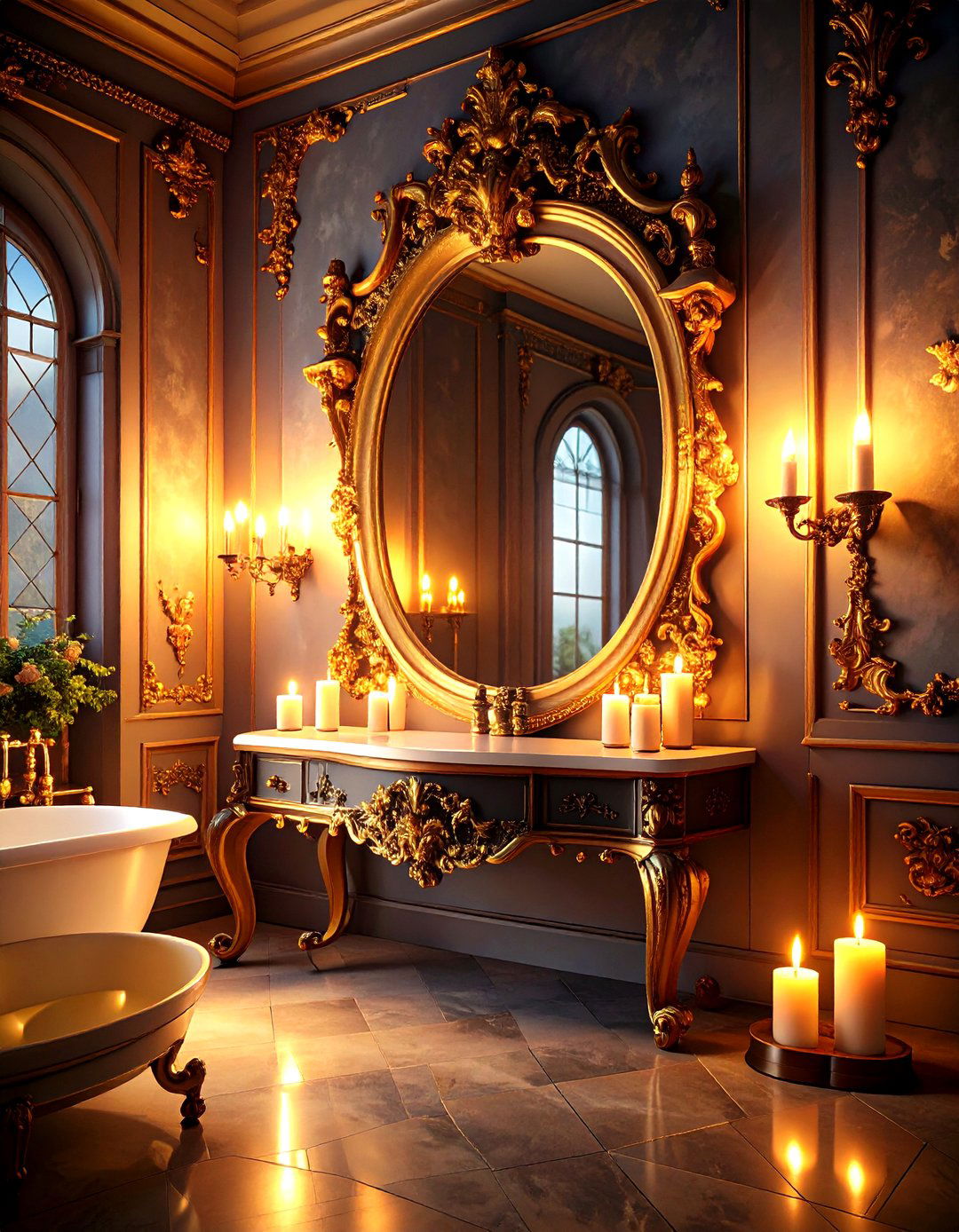Display Baroque or Rococo Mirrors - 20 Gothic Bathroom Ideas
